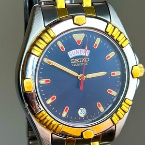 Vintage Seiko Men Watch Day/Date Quartz 7N43-6A89